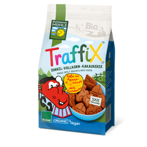 BOHLSENER MÜHLE Keksy špaldovo-kakaové celozrnné AUTÍČKA BIO 125 g