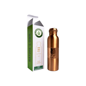 Nature's Own Medená fľaša na vodu vzor Tepaný stred, 950 ml