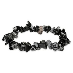 Obsidiánový náramok so snehovými vločkami 19cm 1ks