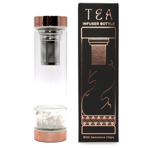 AWM Fľaška na Čaj z Krištáľového Skla- Rose Gold - Skalný Kremeň 1ks