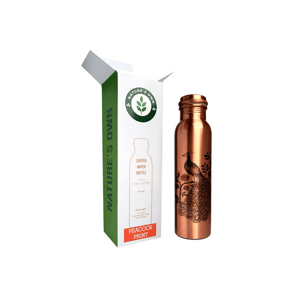 Nature's Own Medená fľaša na vodu vzor Páv, 950 ml