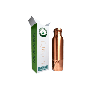 Nature's Own Medená fľaša na vodu vzor Tepaný spodok, 950 ml