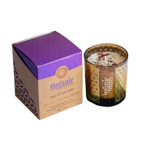 ARÔME Organická vykurovacia sviečka 200g v skle so zlatou fóliou, Sage & Lavender 1ks