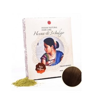 Henna & 3xIndigo 200g - tmavo hnedá farba na vlasy Indian Natural 200 g